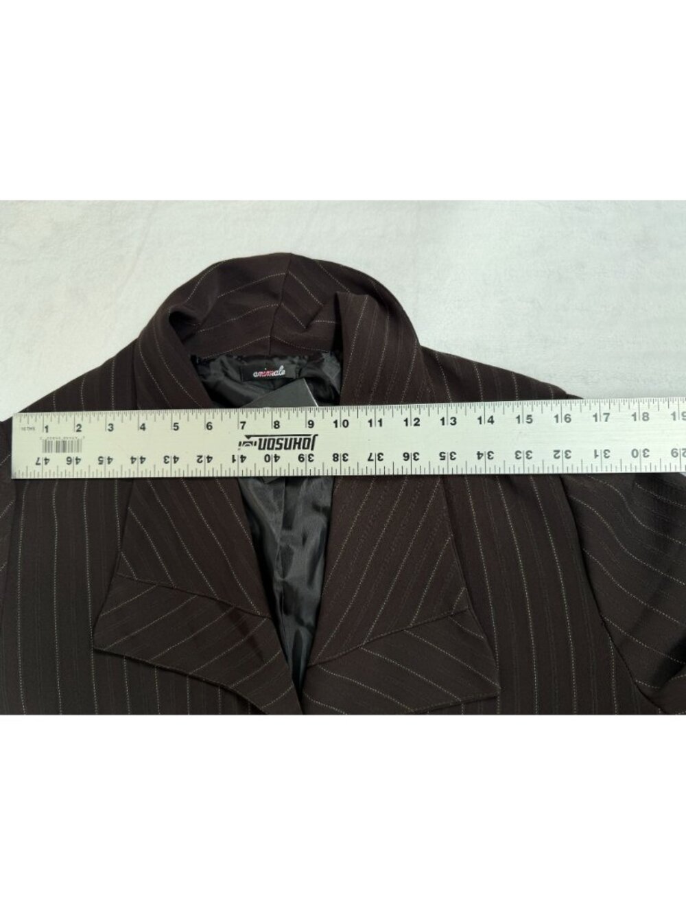 Animale Women's Size 10 Brown Pinstripe Long Coat Jacket Drawstring Hem NWT $238 - Picture 6 of 8